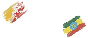 Bhutan and Ethiopia Flags on White Background