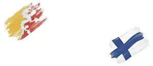 Bhutan and Finland Flags on White Background