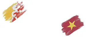 Bhutan and Vietnam Flags on White Background