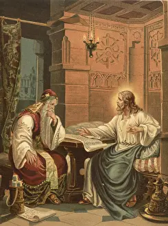 Biblical scene, Bible, Christ's conversation with Nicodemus