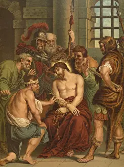 Biblical scene, Bible, the ridicule of Jesus in front of his crucifixion is detailed in the Gospels