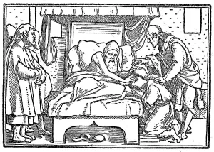Biblical scene Old Testament, Jacob blesses his sons