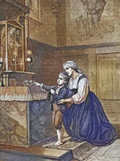 Biblical Story, The Blind Boy, Historical Steel Engraving from 1860