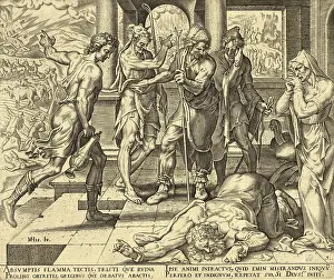 Biblical story of Job, a central scene from the biblical book of Job