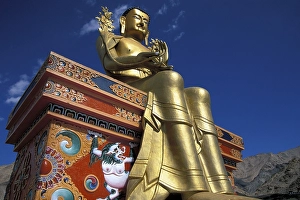 Big Buddha statue coated in gold at the Likir Monastery