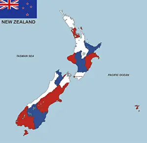 Very big size political map of new zealand with flag