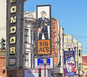 Billboards on buildings in North Beach district