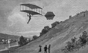 Biplane by Herring, woodcut, 1888
