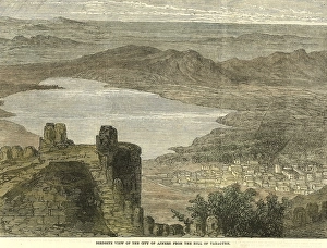 Birdseye view of the city of Ajmer from the hall of Taragurh, Rajasthan, India, Asia