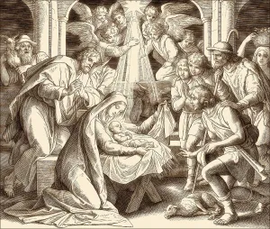 The birth of Jesus Christ, by Julius Schnorr von Carolsfeld