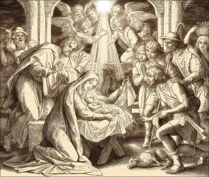 The birth of Jesus Christ, by Julius Schnorr von Carolsfeld