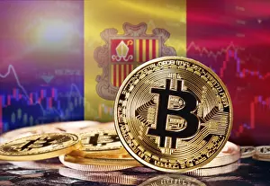 Bitcoin with Andorra flag in the background