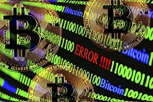 Bitcoin, binary code with lettering Error
