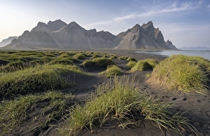 Black beach with volcanic sand