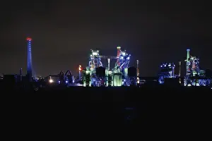 Former blast furnace in the Emscherpark Industrial Museum (night shot)