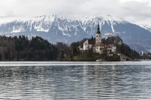 Bled, Slovenia, 04 11 2018: View over Bled lake
