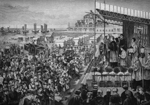 Blessing of the sea in Ostend, historical illustration