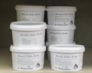 Blood, fish, bone fertilser on sale at The Walled garden plant nursery