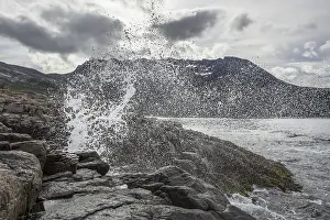 Blowhole on the coast, island of Senja
