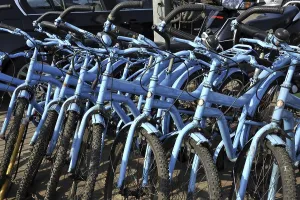 Blue Colour Bicycle at Mumbai Maharashtra India