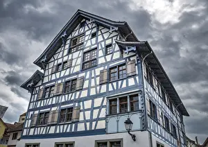 Blue half-timbered house, historic centre