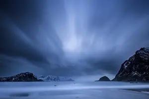 Blue Hour at the beach of Haukland