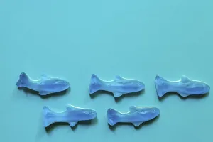 Blue jelly sweets top view. Delicious marmalade