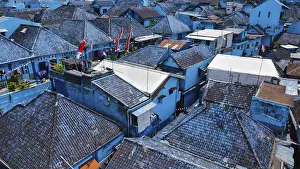 The blue village in Indonesia, photograped with a drone