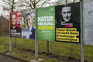 Board with election posters, SPD
