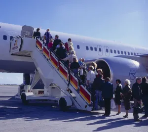 Boarding Jet, Condor Boeing, 757 Ibiza Island Spain