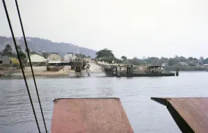 Front of a boat approaching the Kissy ferry terminal in Freetown, Sierra Leone, West Africa 1963, Africa