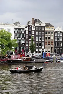 Boat, Canal houses on the Amstel River