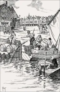 A boat loaded with wine, Place de Greve