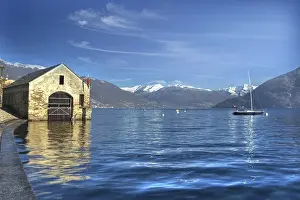 Category Mountain Landscapes Prints: Boathouse, Lake Maggiore, Cannobio