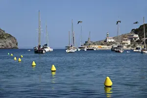 Boats at anchor, bay and harbour of Puerto Soller