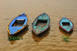 Boats in Benaras Uttar Pradesh India Asia