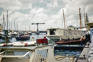 Boats in the fishing harbour, Willemstad, Curacao, Dutch Caribbean, early 1960s, South America