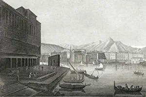 Boats in the harbour and the fish market in Palermo
