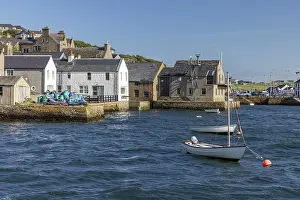Boats in the harbour, view of the centre