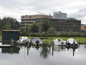 Boats in a small pier on the river