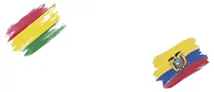 Bolivia and Ecuador Flags on White Background