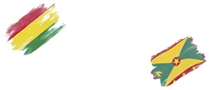 Bolivia and Grenada Flags on White Background