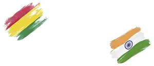 Bolivia and India Flags on White Background
