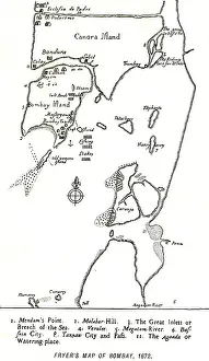 Bombay Map, Fryer's map of Bombay 1672