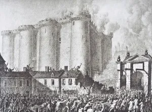 Book illustration representing the storming of the Bastille on 14th july 1789