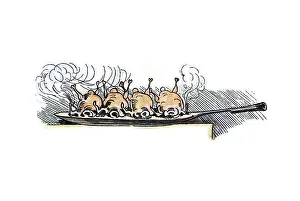 Book illustration, widow Bolte's roast chickens