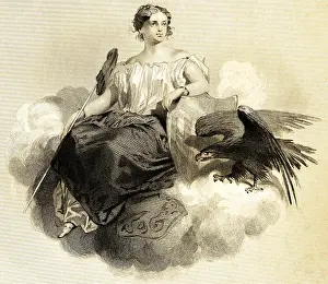 Book symbol, portrait of famous American