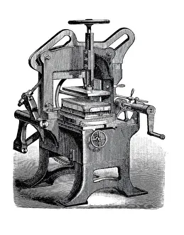 Bookbinding machines 1890: Three-sided trimming machine