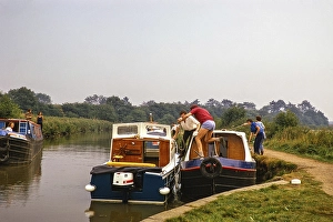 Boote auf dem Grand Union Canal, Foxton Locks, Leicestershire, England, UK August 1973