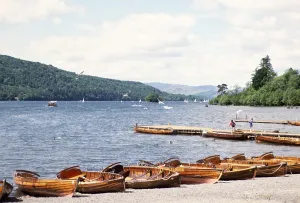 Boote auf dem Lake Windermere, Bowness, Bowness-on-Windermere, Lake-District-Nationalpark, Cumbria, England, UK Juni 1978
